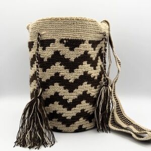 Boho Chic Medium Canvas Backpack - Neutral Earth Tones - Versatile Travel Bag